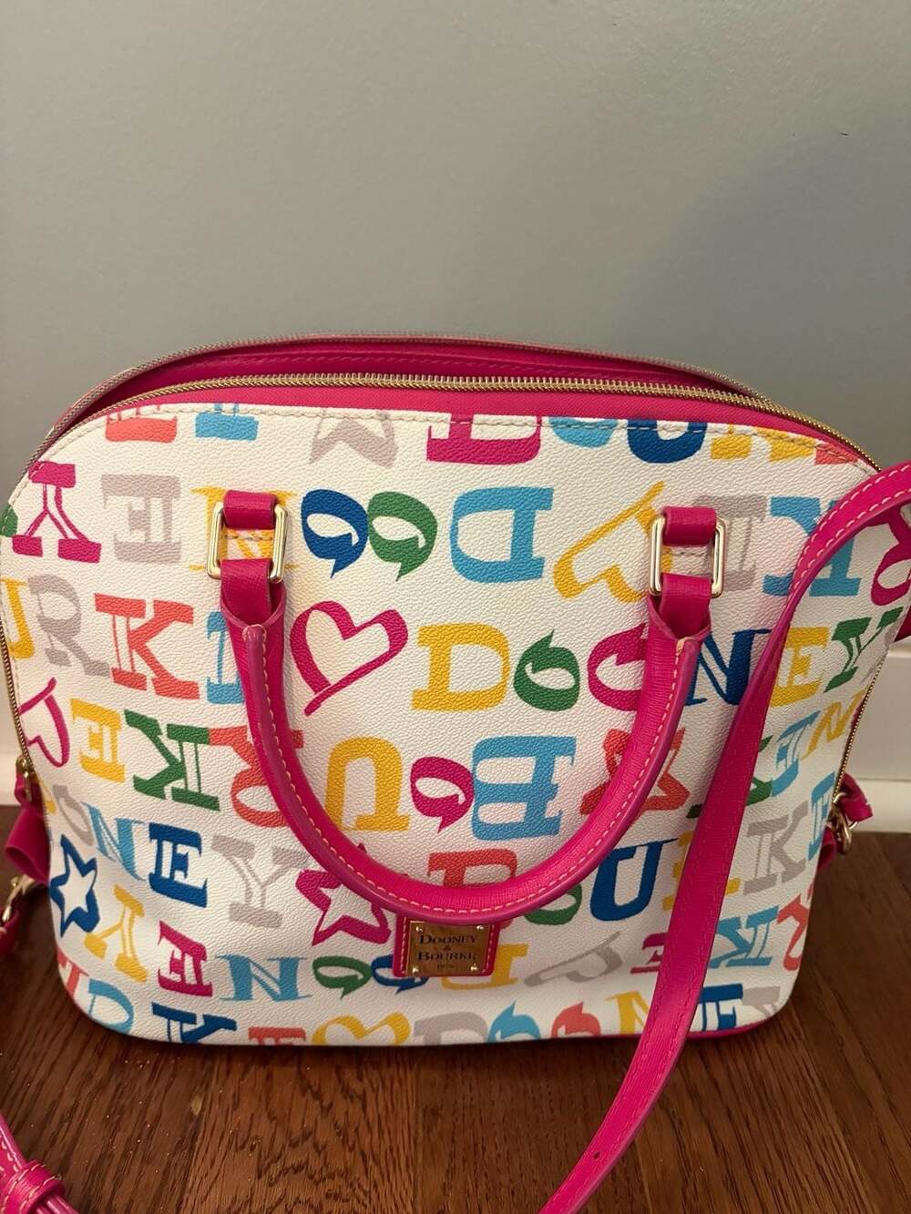 Dooney & Bourke Colorful Logo Print Satchel with Wristlet - Picture 3 of 7